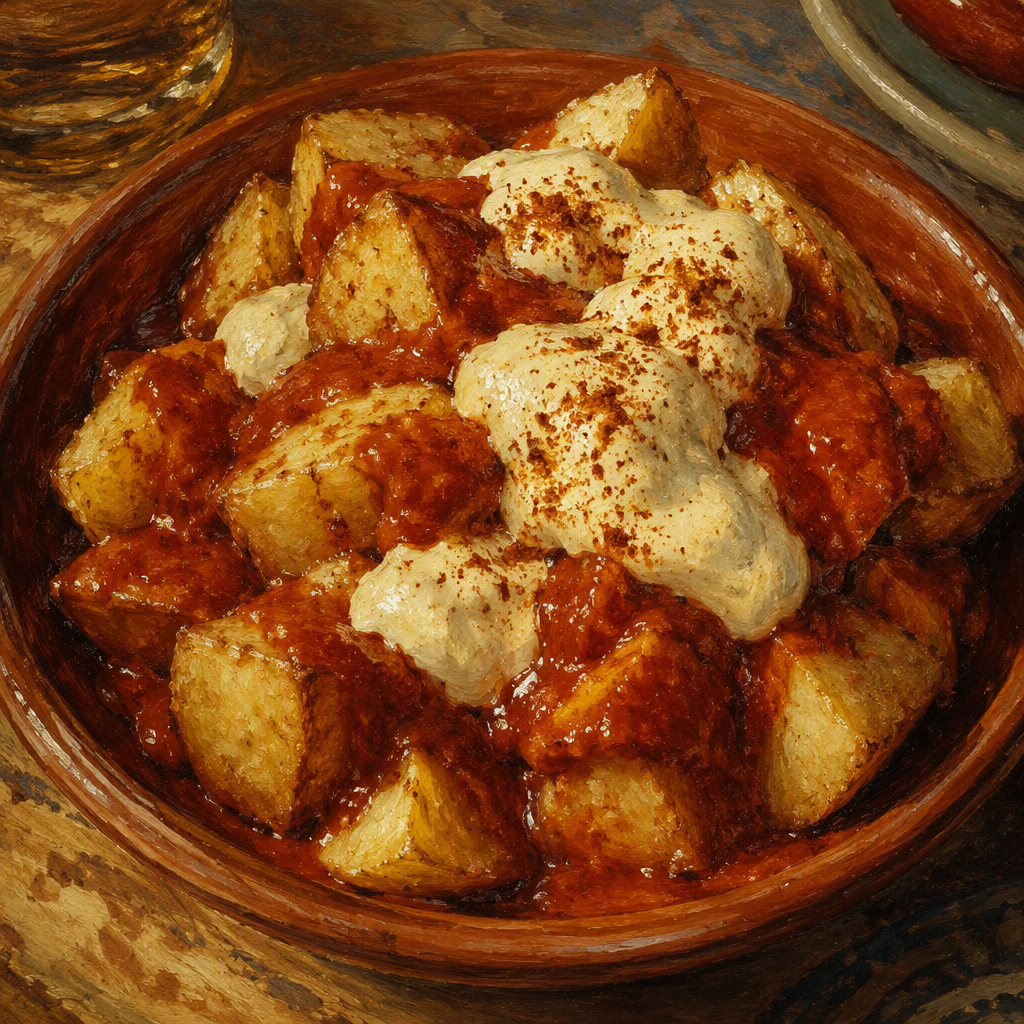 Patatas bravas -annos mausteisella kastikkeella