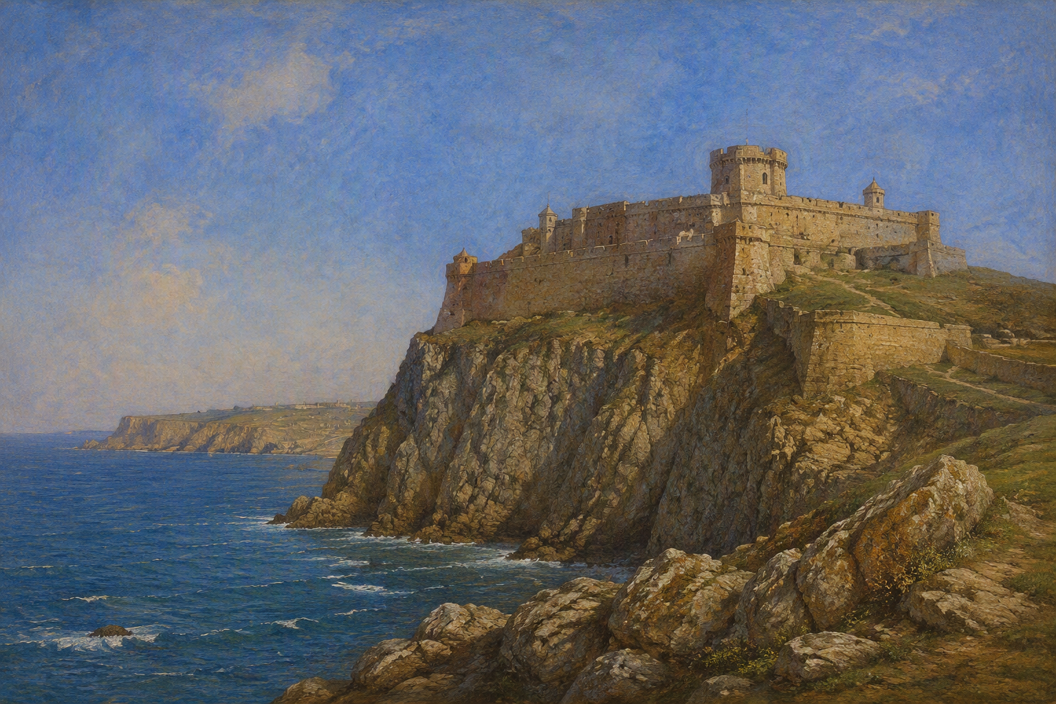 Historiallinen Castillo de San Josén linnoitus rannikolla