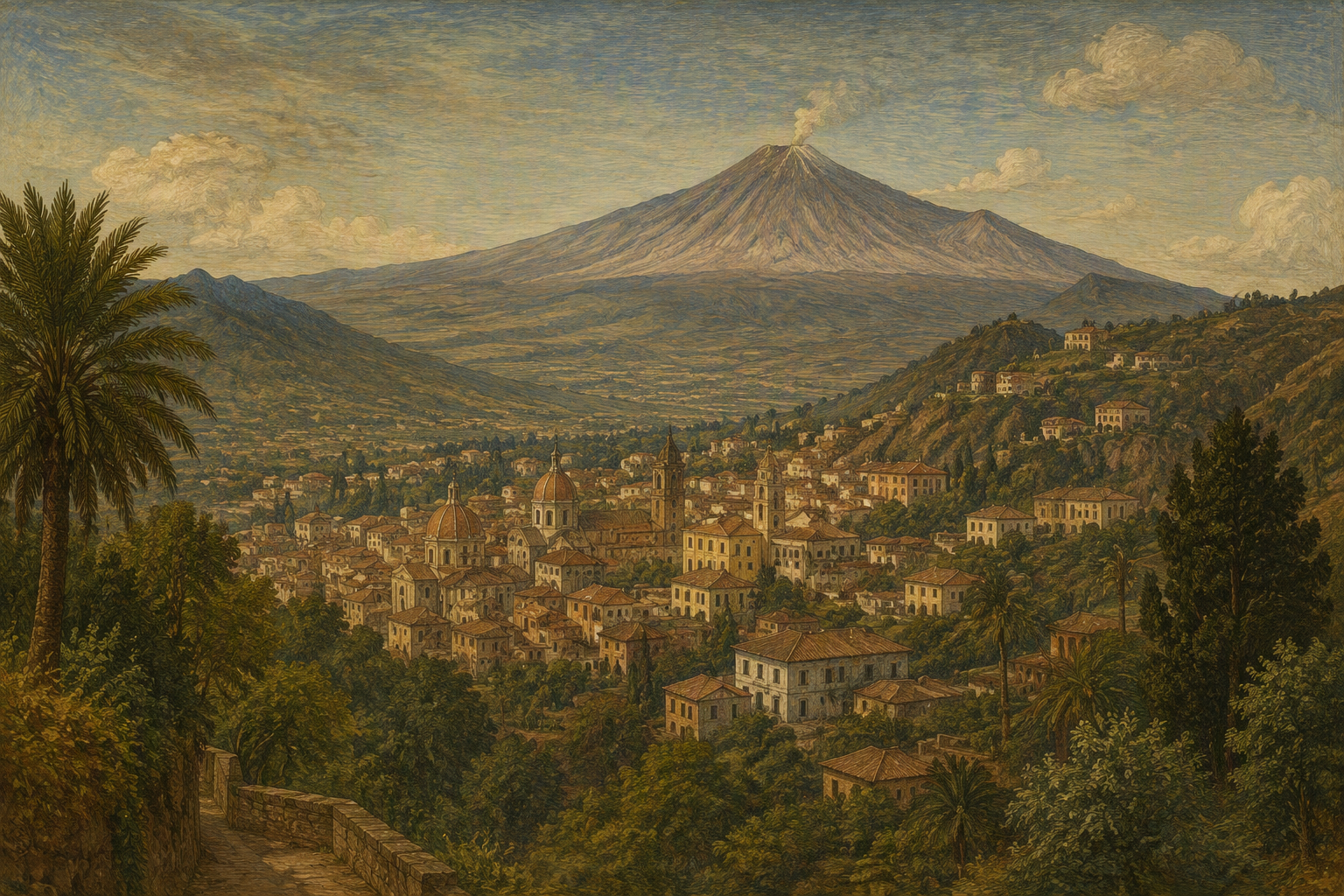 La Orotavan kaupunki ja Teide-tulivuori laaksossa La Orotavan kaupunki ja Teide-tulivuori laaksossa