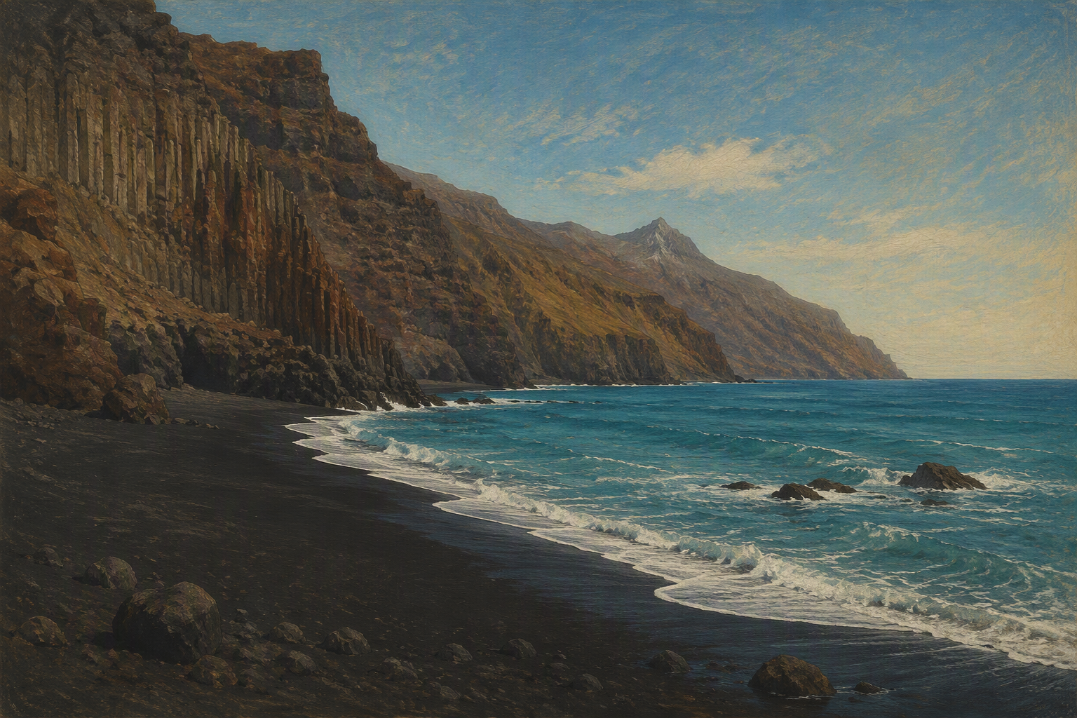 Mustahiekkainen ranta El Hierron saarella Mustahiekkainen ranta El Hierron saarella