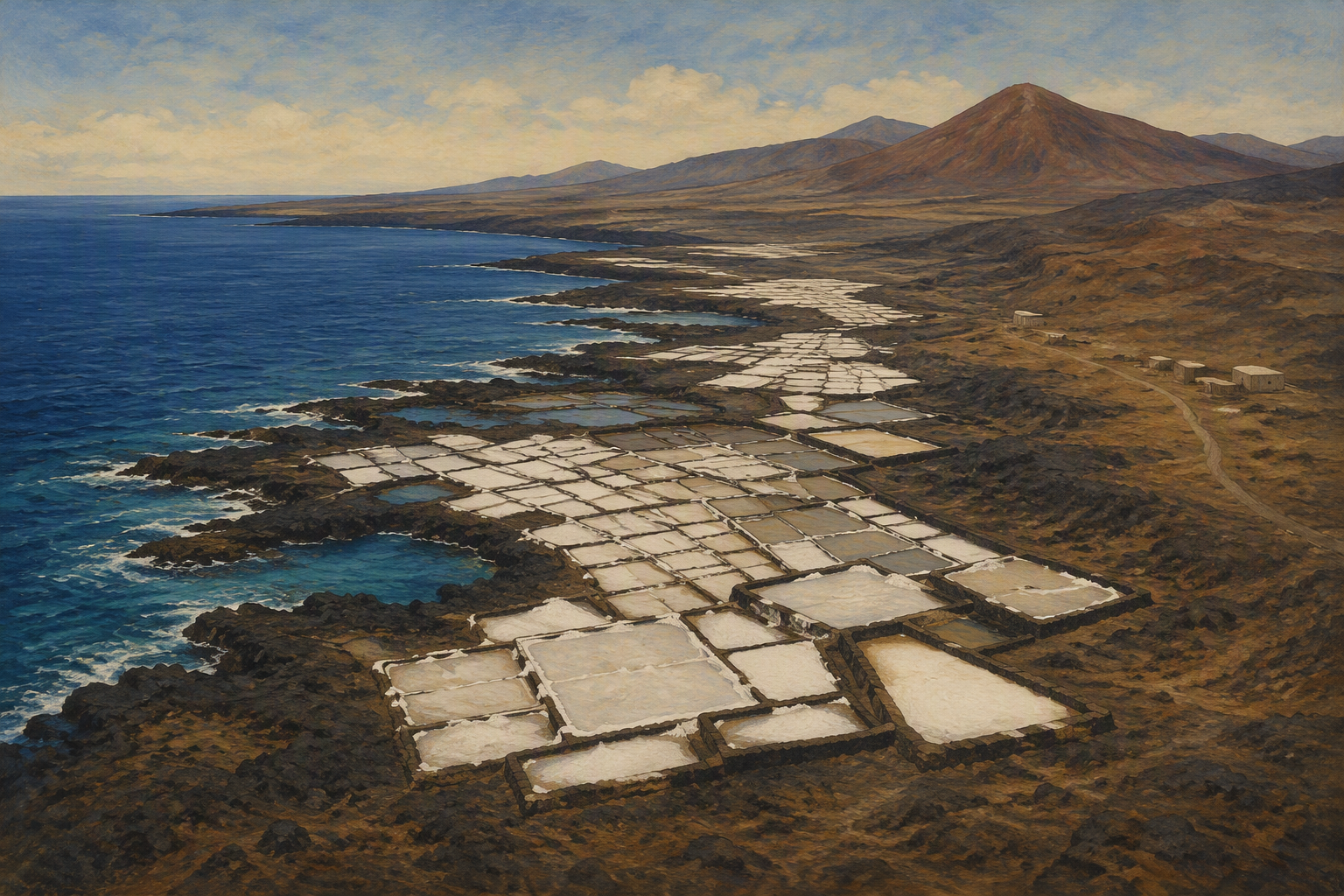 Las Salinas de Fuencalientes suola-altaat ylhäältä päin