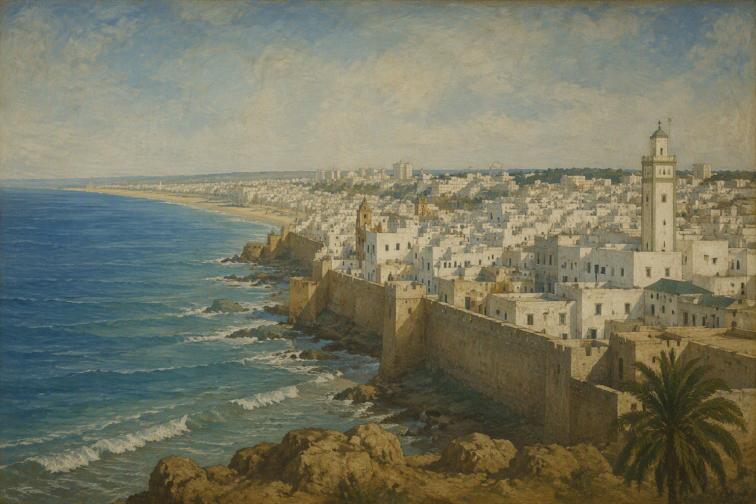 Puerto del Rosarion moderni kaupunkimaisema rannikolla